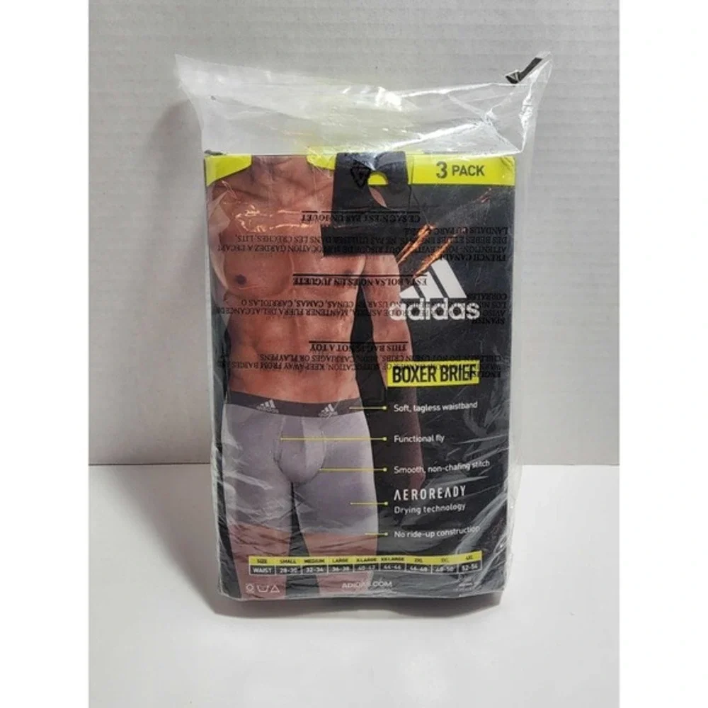 Adidas Men's Performance Underwear Boxer Briefs 3 Pack Size XXL 2XL‎ Onix Grey